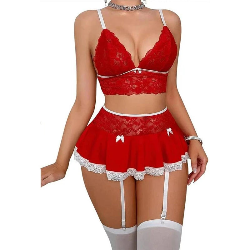 🔥 FantasySet™ - Conjunto Lencería con Minifalda y Liguero Premium