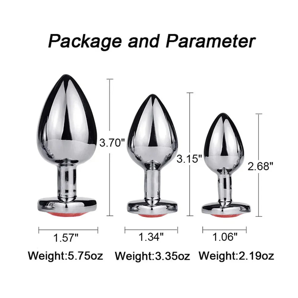 🔥 DiamondLux™ - Set de 3 Plugs Anales de Metal Premium con Cristales