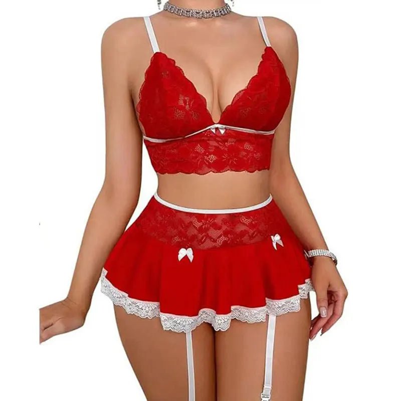 🔥 FantasySet™ - Conjunto Lencería con Minifalda y Liguero Premium - Sensualease