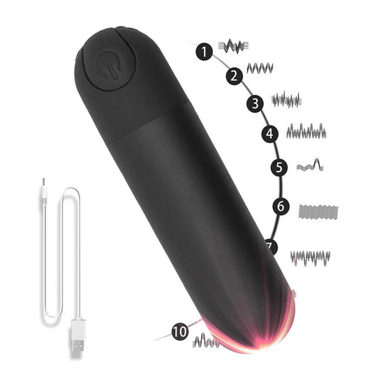 🔥 PowerBullet™ - Vibrador Bullet Recargable USB de 10 Velocidades