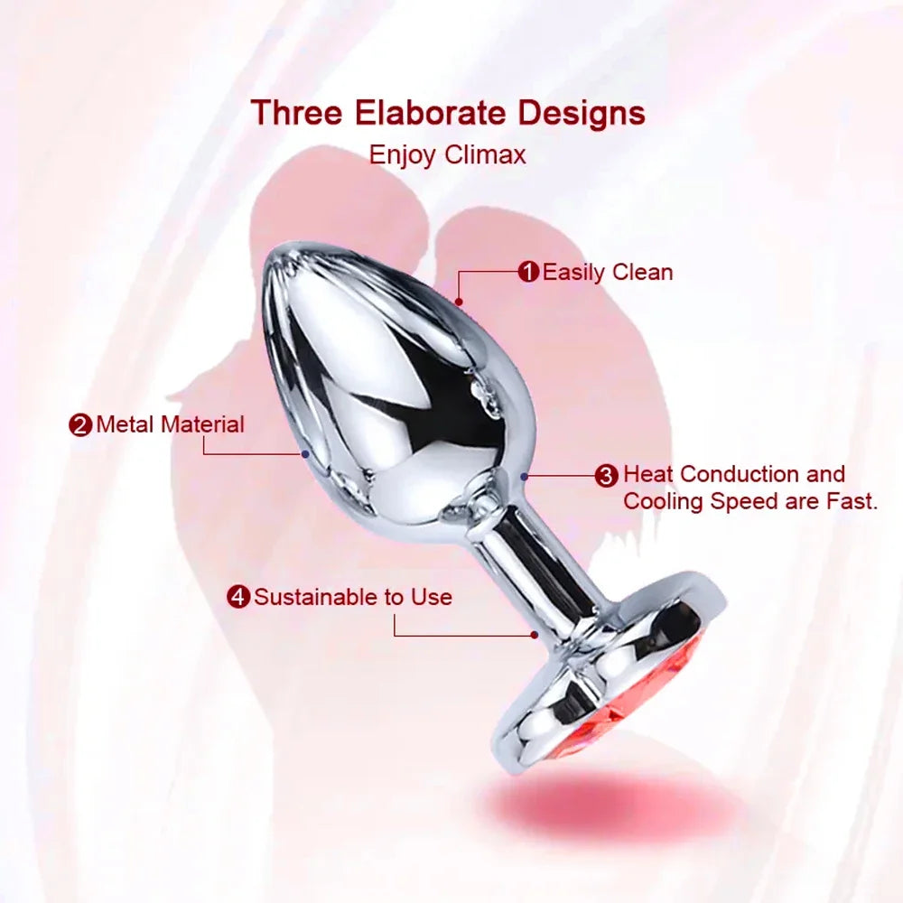 🔥 DiamondLux™ - Set de 3 Plugs Anales de Metal Premium con Cristales