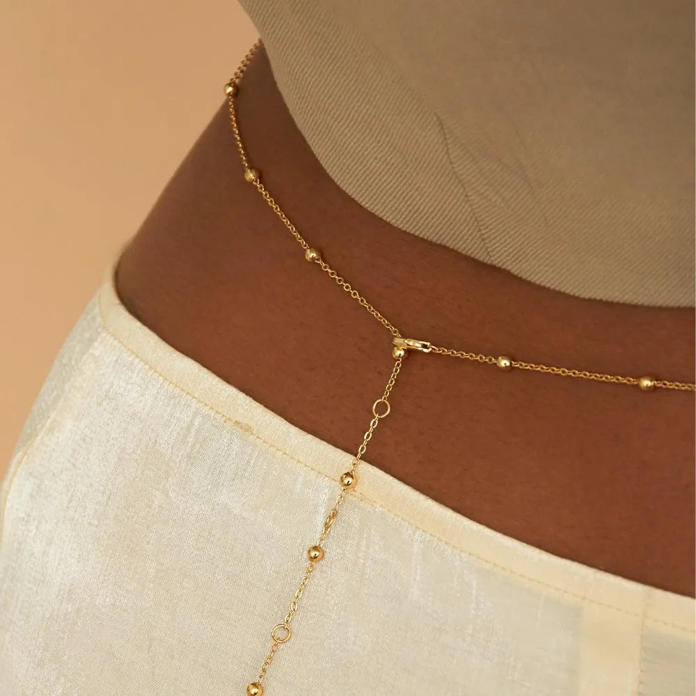 🔥 GoldenGlow™ - Cadena Corporal Ajustable con Perlas Brillantes