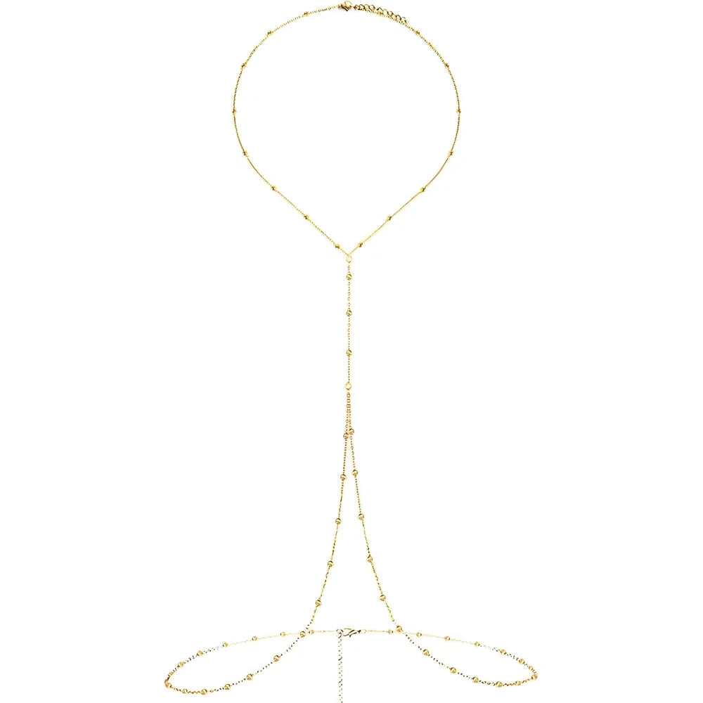 🔥 GoldenGlow™ - Cadena Corporal Ajustable con Perlas Brillantes