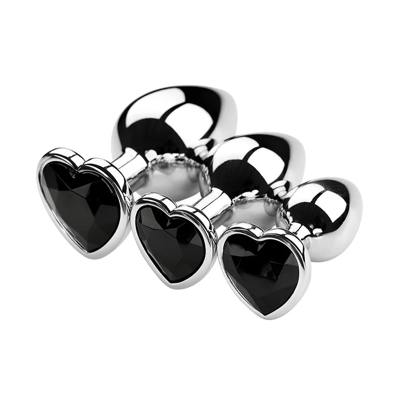 🔥 DiamondLux™ - Set de 3 Plugs Anales de Metal Premium con Cristales