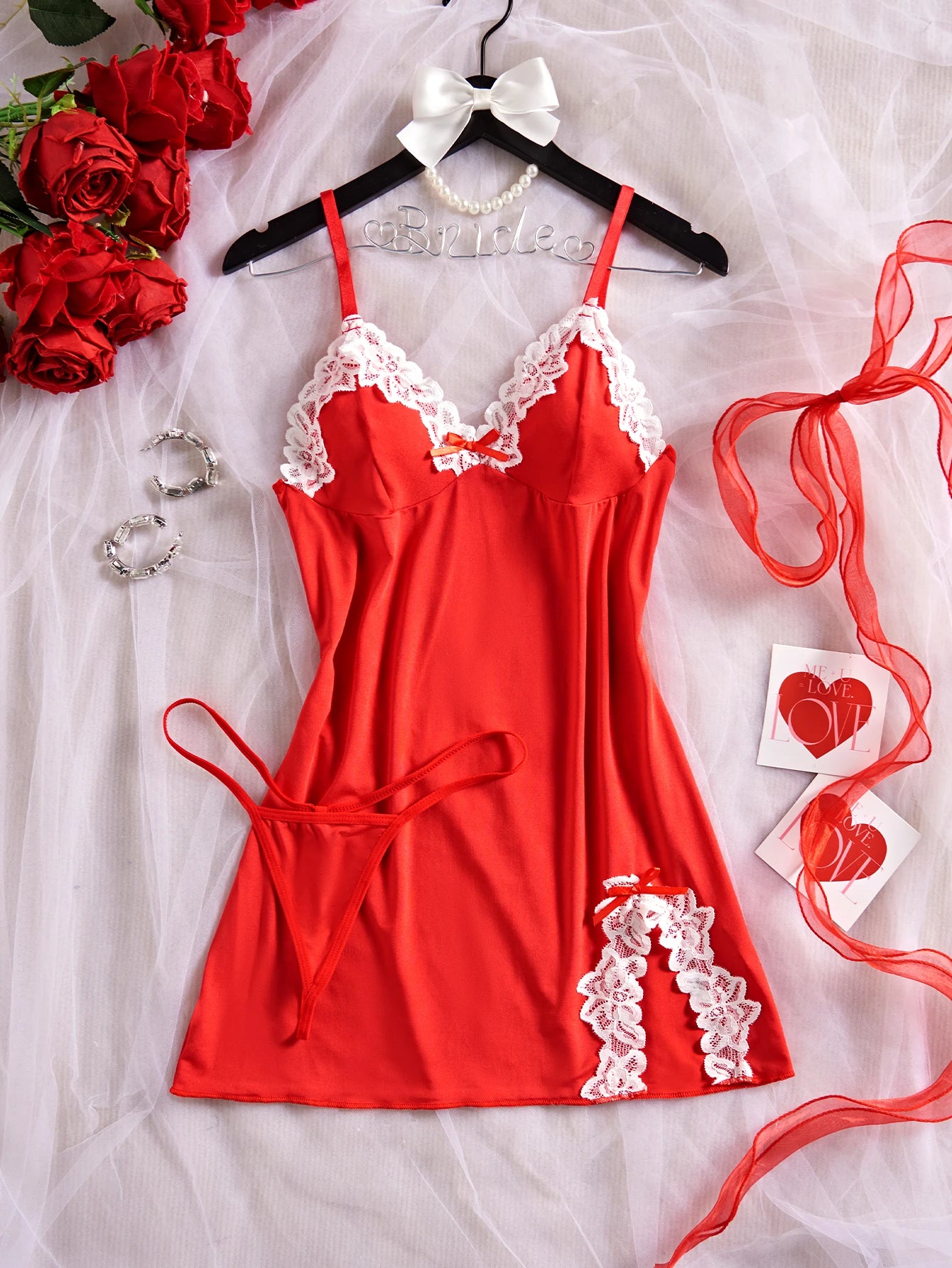 🔥 DreamLace™ - Camisón Babydoll Púrpura con Encaje y Lazo Seductor