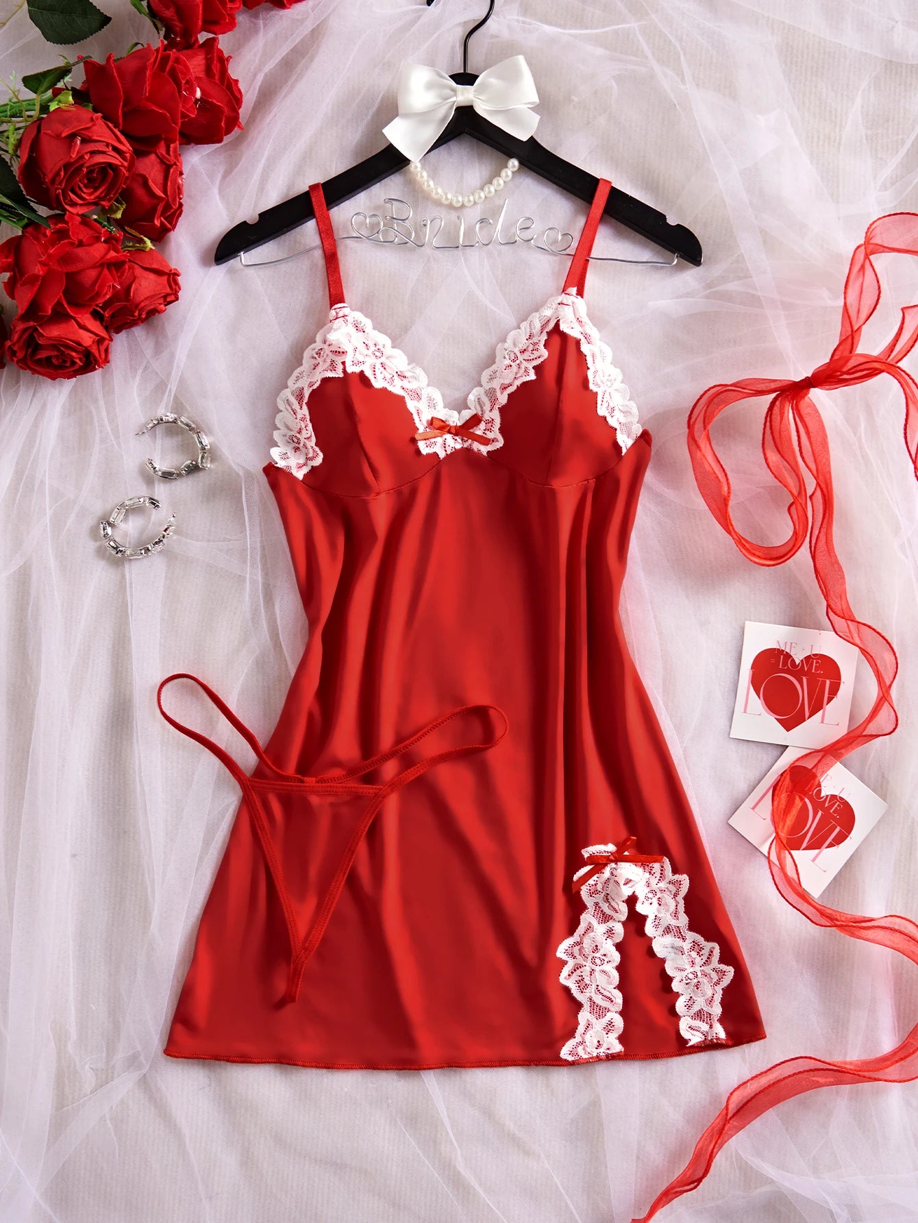 🔥 DreamLace™ - Camisón Babydoll Púrpura con Encaje y Lazo Seductor