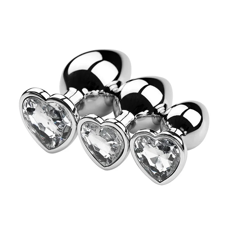 🔥 DiamondLux™ - Set de 3 Plugs Anales de Metal Premium con Cristales - Sensualease