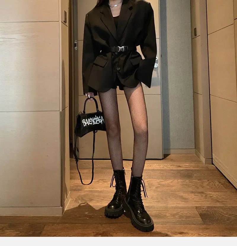 🔥 NetGlam™ - Medias de Red Largas Negras Estilo Fishnet Premium - Sensualease